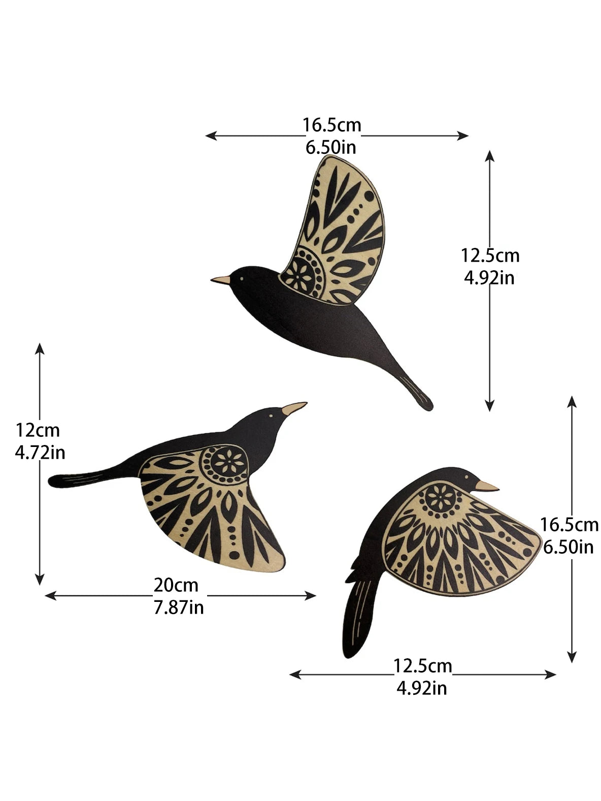 3 Pcs Black Bird Wooden Wall Decor Art Vintage Gothic Decor Living Room Bathroom Kitchen Home Decorations Indoor Outdoor Gifts