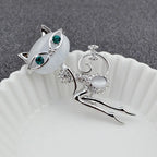 Opal Super Cute Kitten Cat Eye Stone Brooch Crystal Collar Creativity Dress Fashionable Style Sexy Wedding Accessories