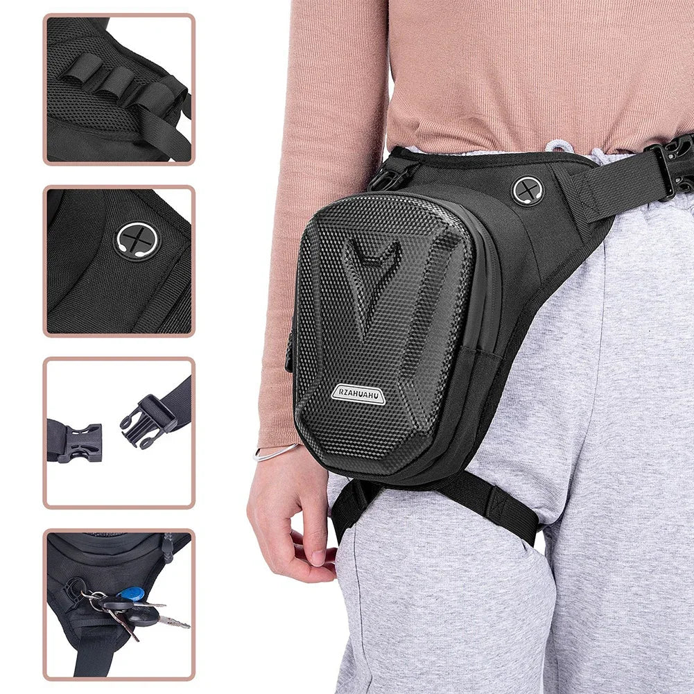 Motorbike Drop Waist Leg Bag EVA Hard Shell Motorcycle Leg Side Bag.