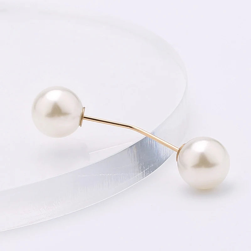 Double Pearl Pin Brooch For Women Clothing Dress Fixed Safety Pin Woman Brooch Accessories Pants Decoration Pearl Jewelry Clip