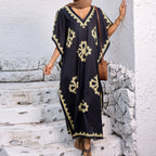 Women’s Summer Ramadan Dress – Loose V-Neck Bat Sleeve Caftan Gown