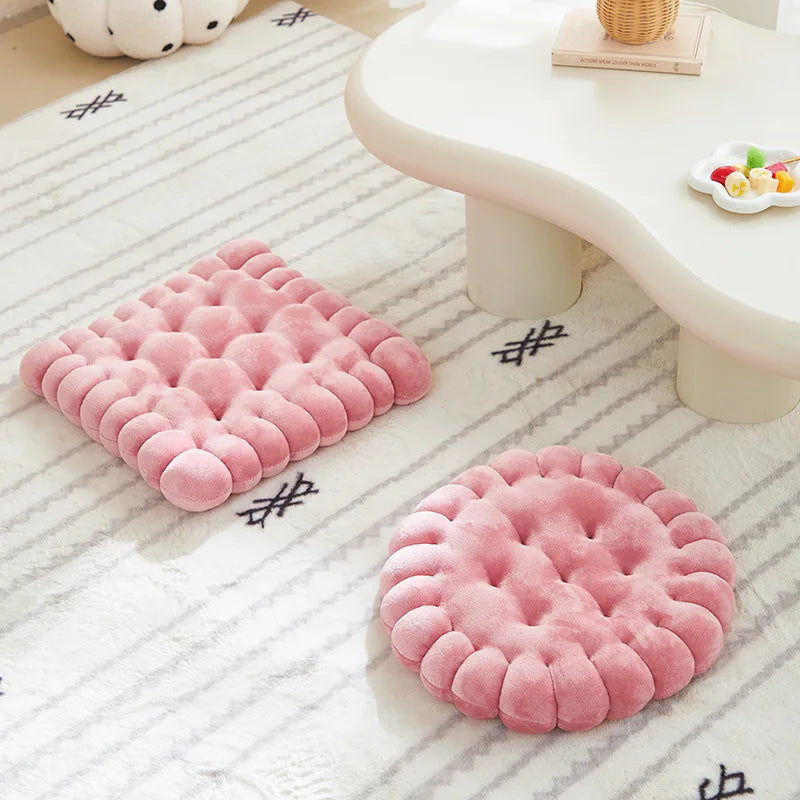 1 cookie shaped cushion, comfortable and soft circular cookie cushion, square cushion, suitable for indoor use at home