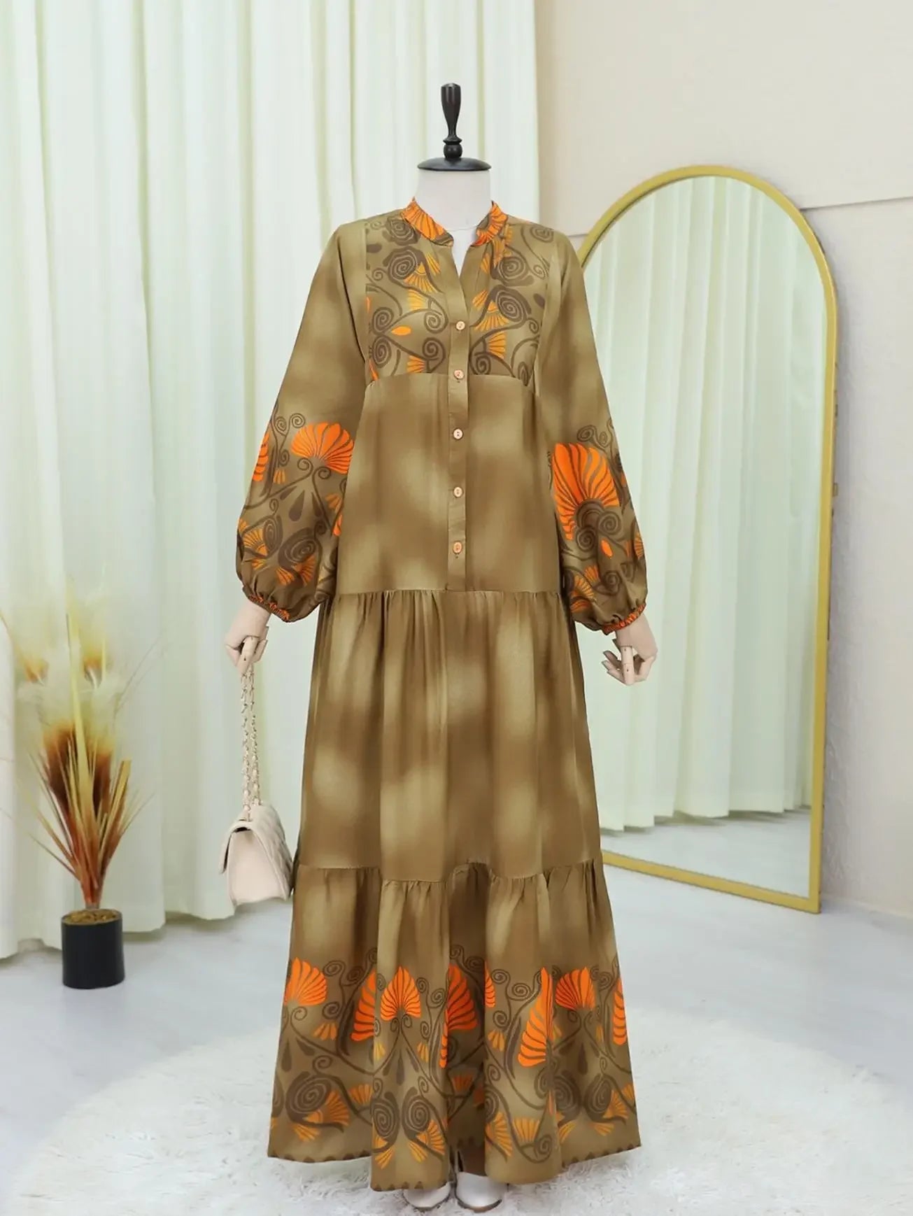 Formal Dress Turkish Muslim Dress for Women Middle Eastern Arab Single-breasted Fashionable Elegant Loose Abaya Dresses