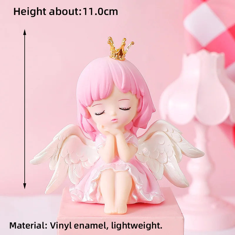 Princess Cake Toppers Ballet Dance Girl Happy Birthday Party Decoration Angel Wing for One Year Old Baby Shower Party Cake Decor