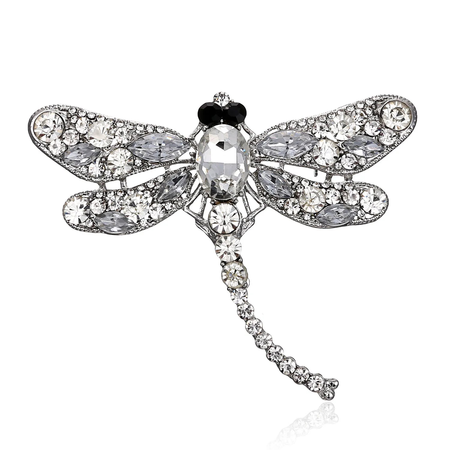Crystal Vintage Dragonfly Brooches for Women Large Insect Animal Brooch Pin Fashion Dress Coat Accessories Cute Jewelry