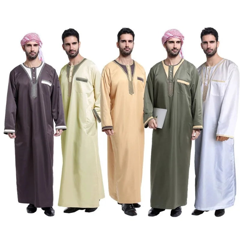 Men’s Arabic Kaftan Robe – Islamic Ethnic Long Sleeve Festival & Ramadan Wear
