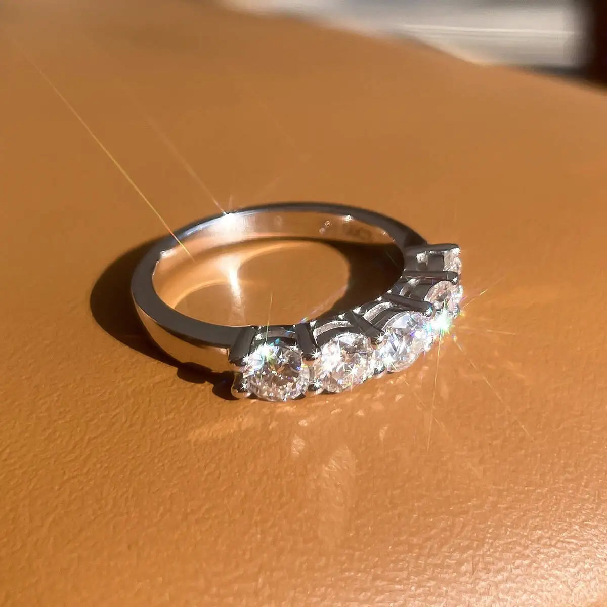 TY White Gold D Color 4mm Moissanite Ring For Women