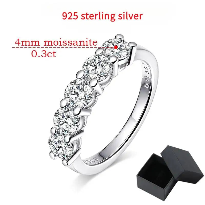 TY White Gold D Color 4mm Moissanite Ring For Women