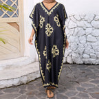 Women’s Summer Ramadan Dress – Loose V-Neck Bat Sleeve Caftan Gown