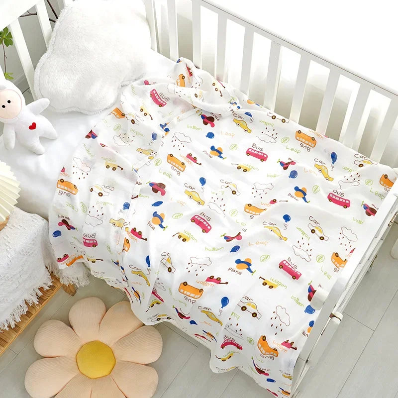 Bamboo Cotton Baby Blankets for Newborn Swaddling Wrap Soft Thin Bedding Bath Towel 2 Layer Gauze Stroller Blankets