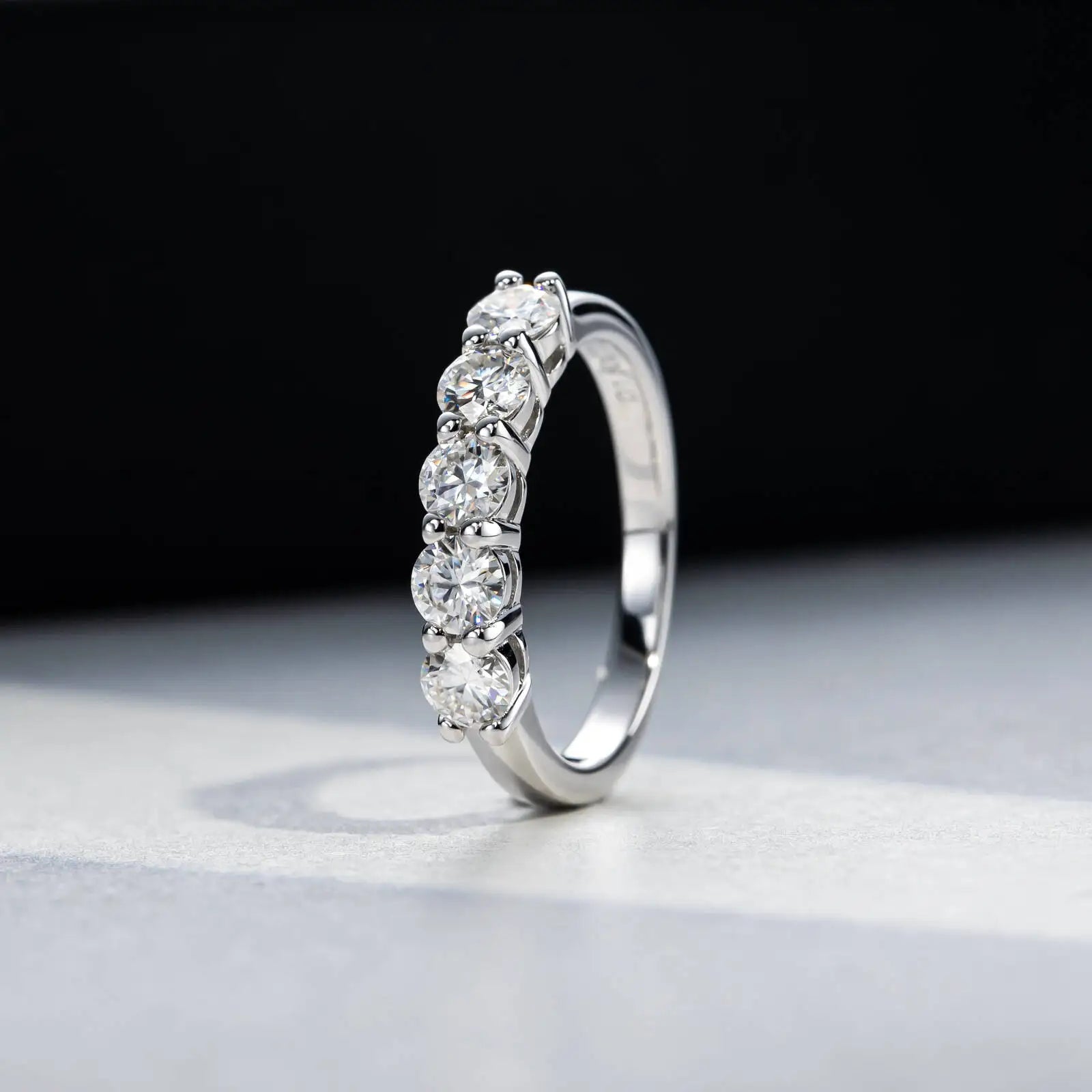 TY White Gold D Color 4mm Moissanite Ring For Women