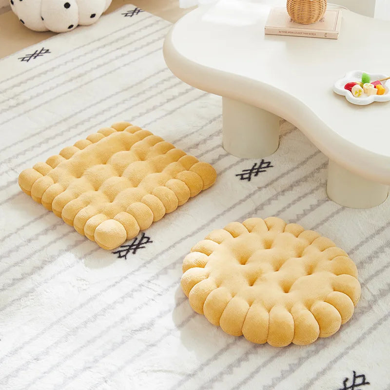 1 cookie shaped cushion, comfortable and soft circular cookie cushion, square cushion, suitable for indoor use at home