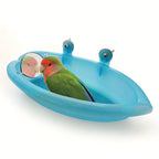 Pet Cage Hanging Bird Bath with Mirror - Perfect for Parrots and Parakeets to Stay Clean and Entertained