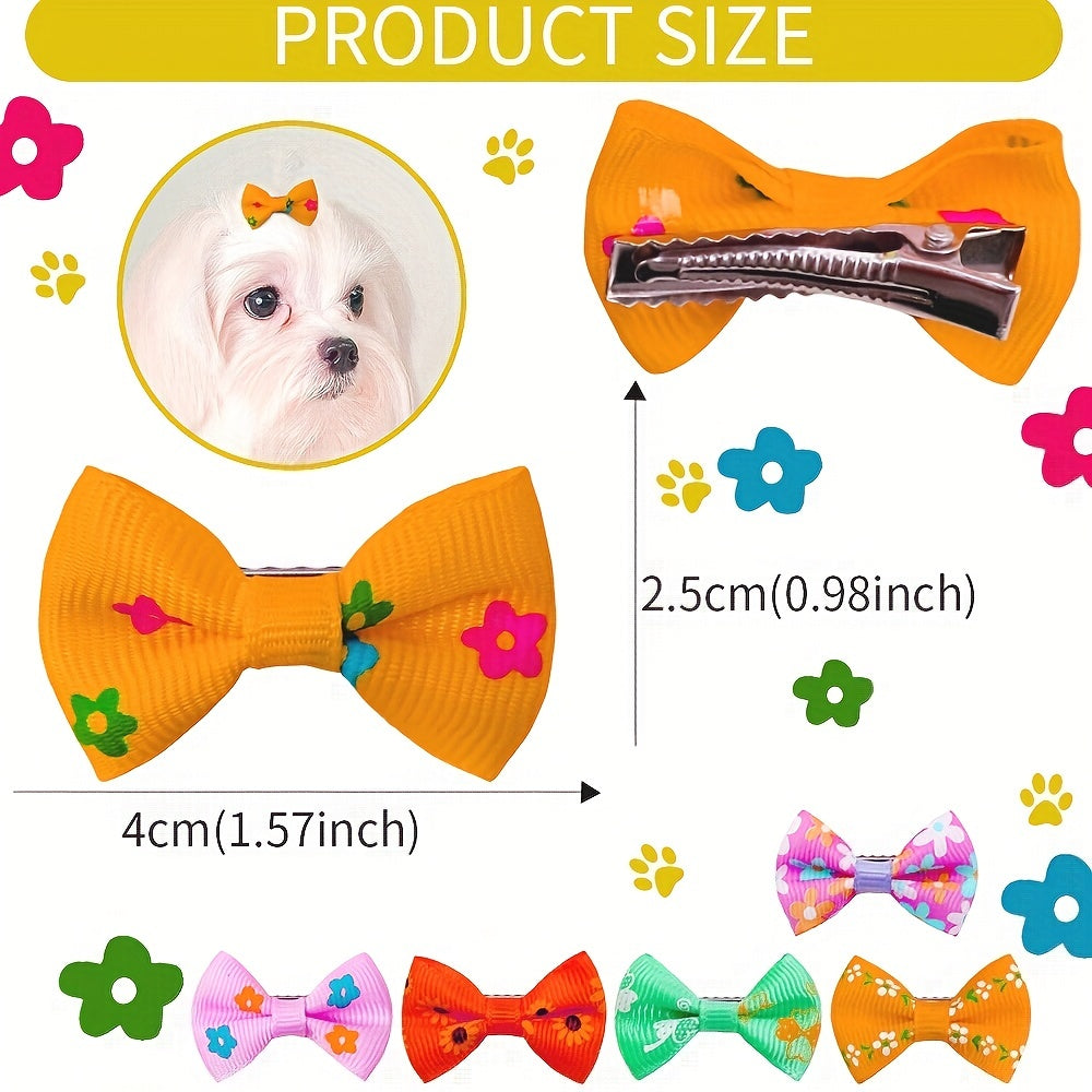20pcs Adorable Pet Hair Clips - Bowknots, Colors & Varieties for Dogs & Cats!.