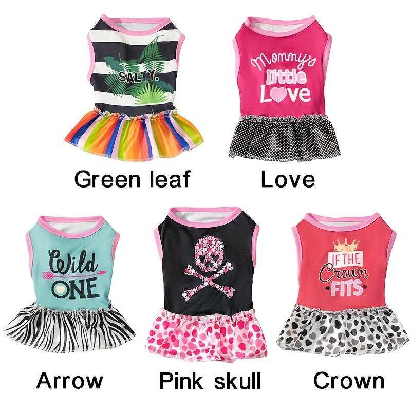 Adorable Pet Princess Dress - Breathable Shirts for Dogs and Cats with Letter Printing and Fashionable Skirt Design - Perfect for Pet Owners Who Want Stylish and Comfortable Costumes for Their Furry Friends