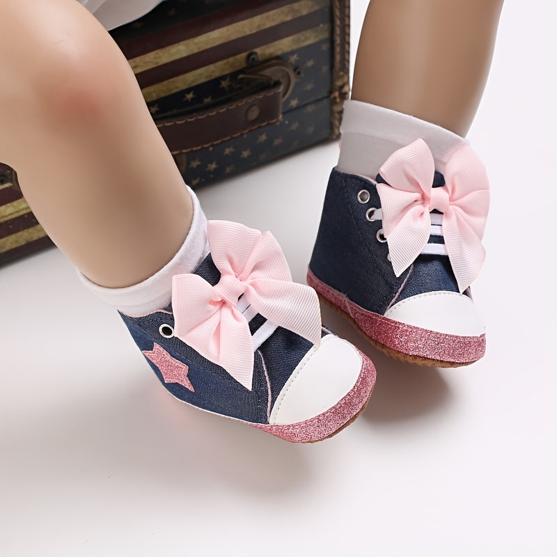 Baby Girl's Fashionable Five-Pointed Star Children's Sports Shoes Soft Sole Non-Slip First Pair Toddler Shoes