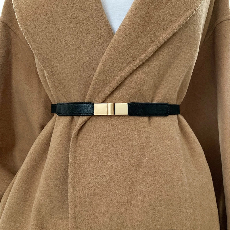 Elastic Waist Cincher Belt - Stylish Black & Golden Design, Versatile Corset for Dresses & Coats, Perfect for Casual & Formal Occasions, Everyday Fashion Accessory|Vintage Style Belt|Elastic Cincher Belt