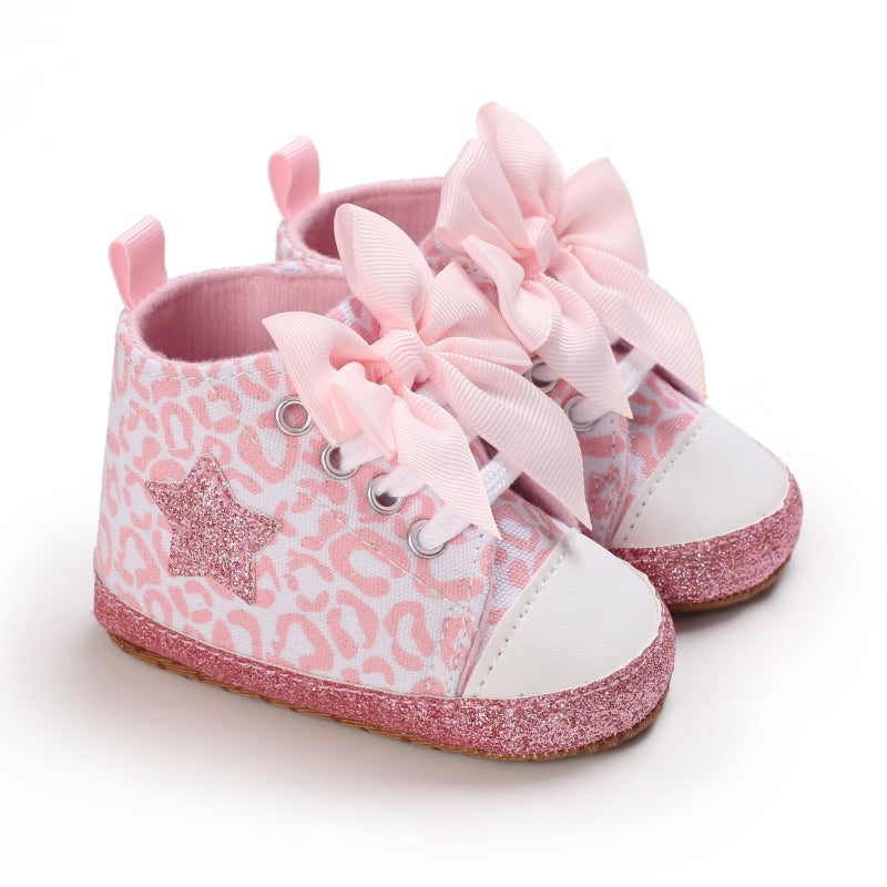 Baby Girl's Fashionable Five-Pointed Star Children's Sports Shoes Soft Sole Non-Slip First Pair Toddler Shoes
