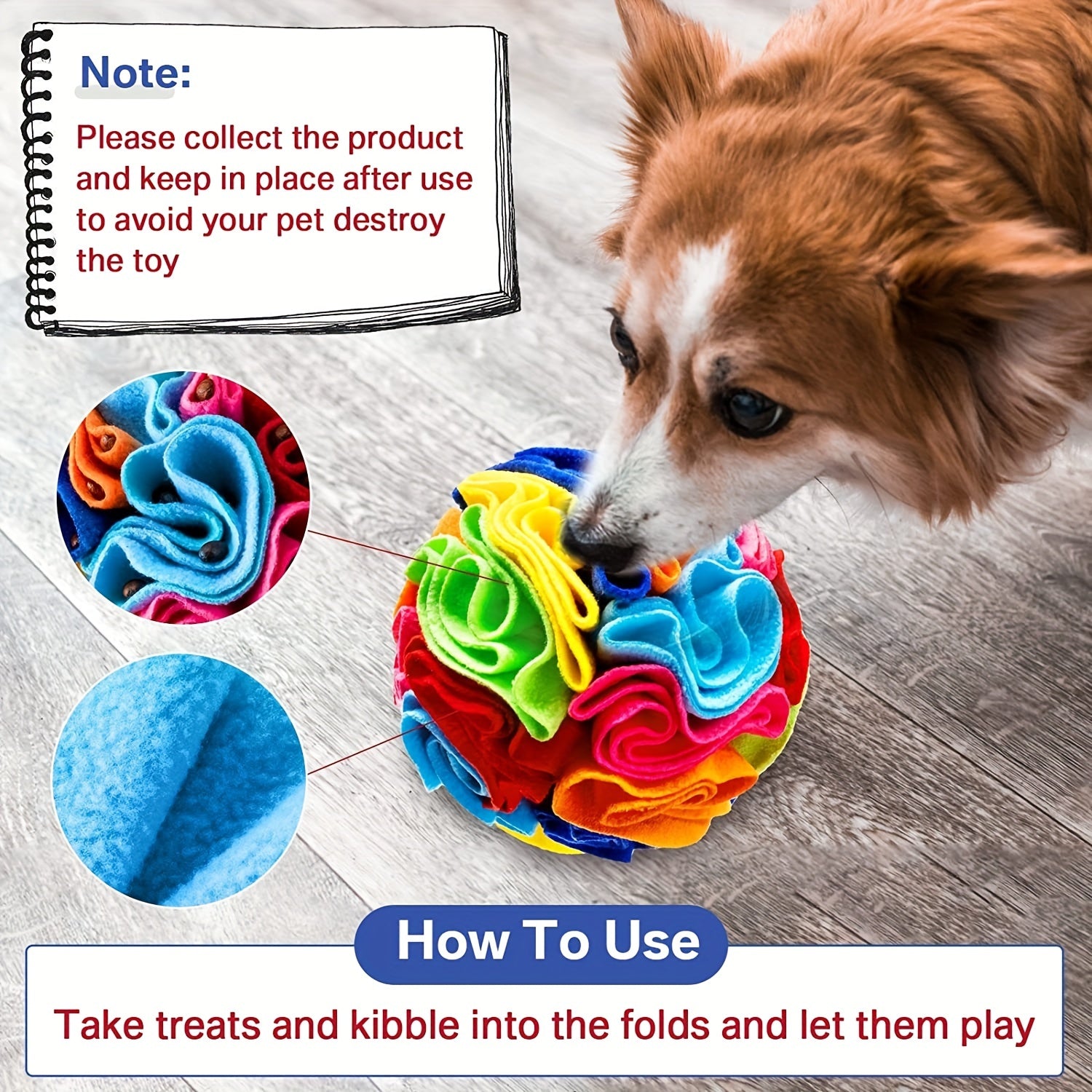 Interactive Snuffle Ball for Dogs, Small Breed Recommended, Durable Fabric, Non-Battery Operated, Pet Play Toy for Foraging and Sniffing