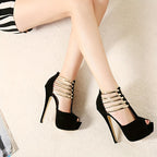 Women's Stiletto High Heels, Ankle T-strap Platform Peep Toe Pumps, Party & Dress Heels