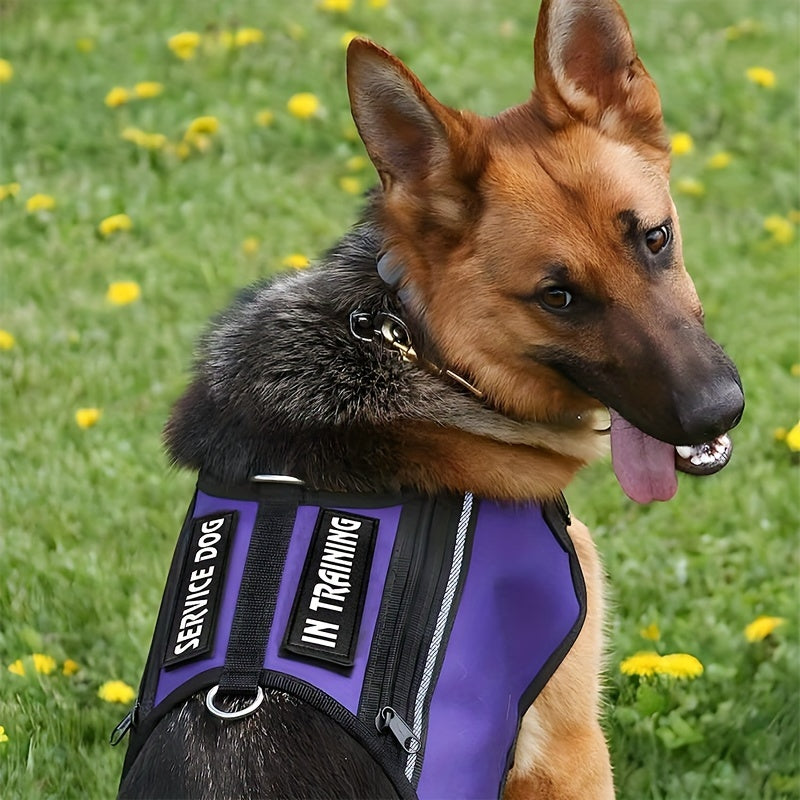 [Service Dog Vest Patch] 1pc PU Leather Service Dog Vest Patch - Dual-Size Hook and Loop Fastener, "DO NOT PET", "IN TRAINING", "EMOTIONAL SUPPORT" Text Options for Pet Harnesses