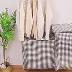 1pc Foldable Woven Storage Bag with Fixed Shoulder Strap, Casual Style, Hand Wash, Zipper Closure, Waterproof Clothes & Quilt Organizer for Moving, Travel - Casual Occasion, Thick