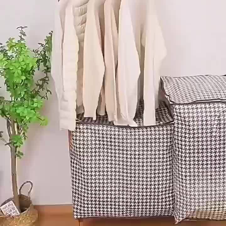 1pc Foldable Woven Storage Bag with Fixed Shoulder Strap, Casual Style, Hand Wash, Zipper Closure, Waterproof Clothes & Quilt Organizer for Moving, Travel - Casual Occasion, Thick