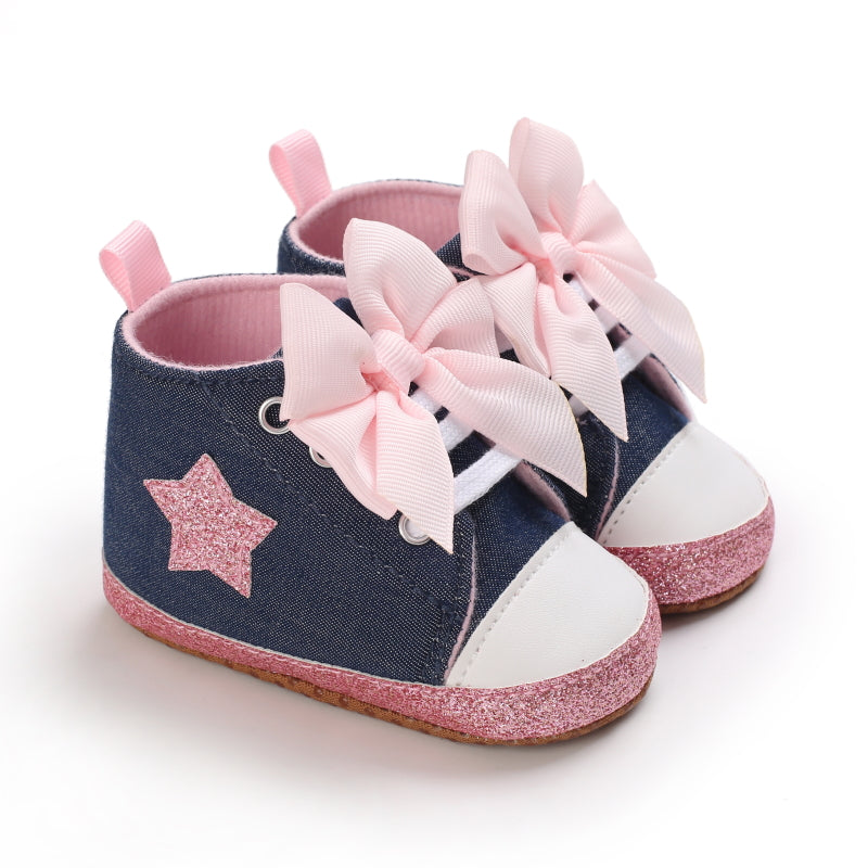Baby Girl's Fashionable Five-Pointed Star Children's Sports Shoes Soft Sole Non-Slip First Pair Toddler Shoes