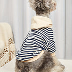 Stay Cozy & Stylish Year-Round: Winter-Warm Knit Striped Hoodie for Small Breeds - Easy-Wear Pullover Pet Coat