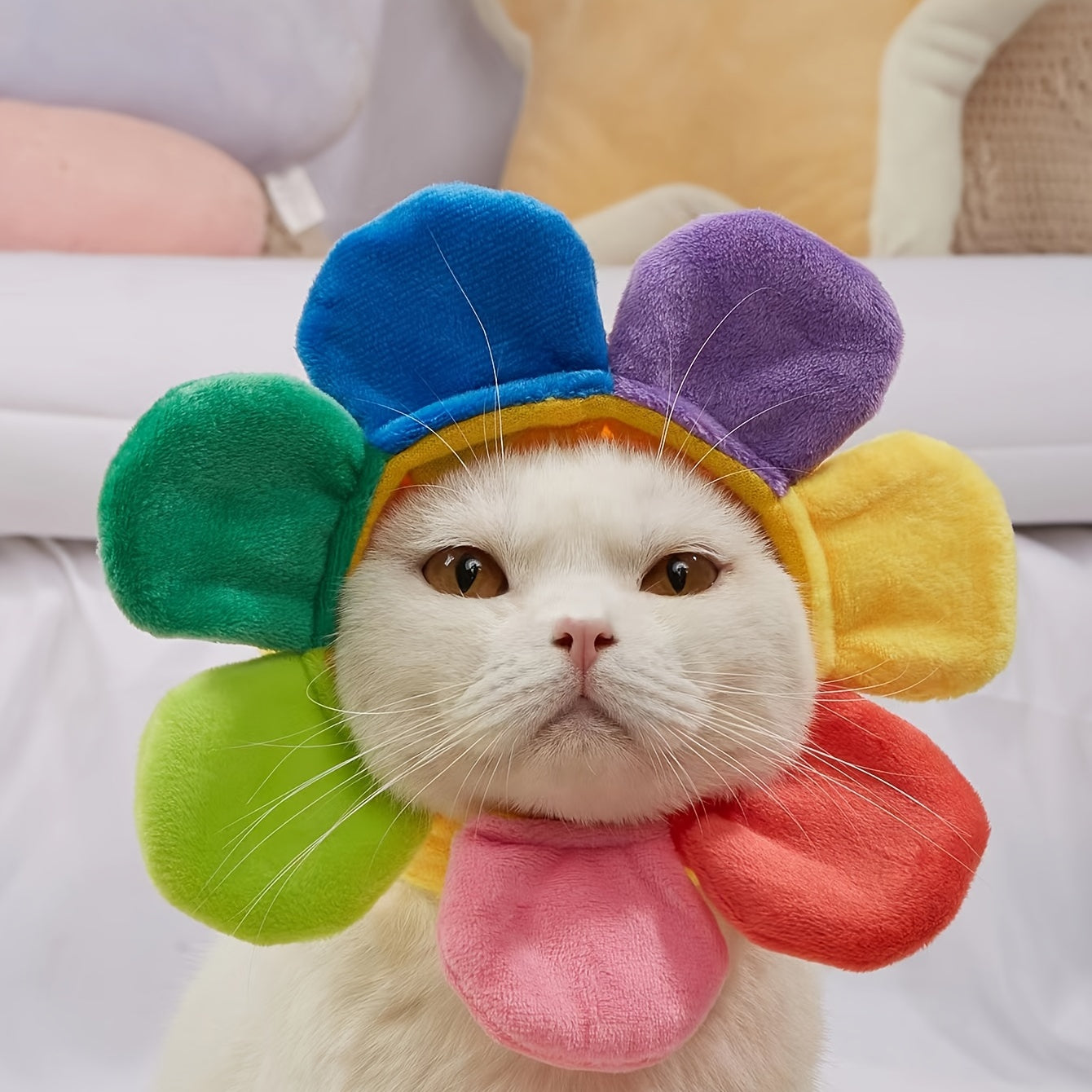 Vibrant Rainbow Mane Headwear Hat - Funny Pet Costume Accessories for Dress-up Parties and Photo Shoots - Colorful, Adjustable, and Comfortable Design