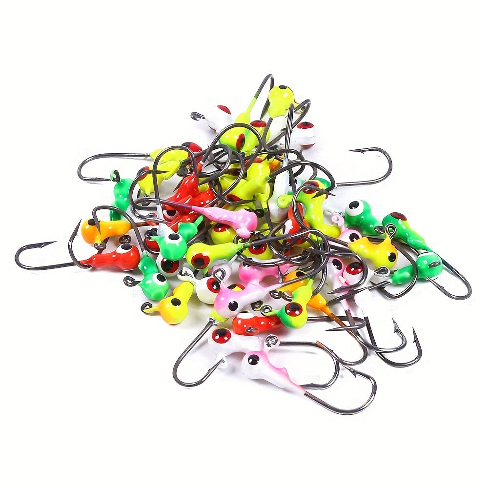 50pcs HENGJIA Colorful Jig Head Lures - Perfect for Soft Worm & Hard Baits Fishing! -  Assorted Colors - For Bass, Trout & Other Freshwater Fish - Ideal Gift for Fishing Enthusiasts