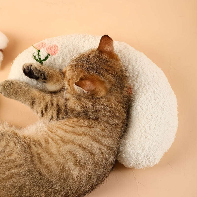 Cozy U-Shaped Pet Pillow - Ultra Soft, Fluffy, Calming Toy for Deep Sleep, Promoting Relaxation and Reducing Anxiety in Cats
