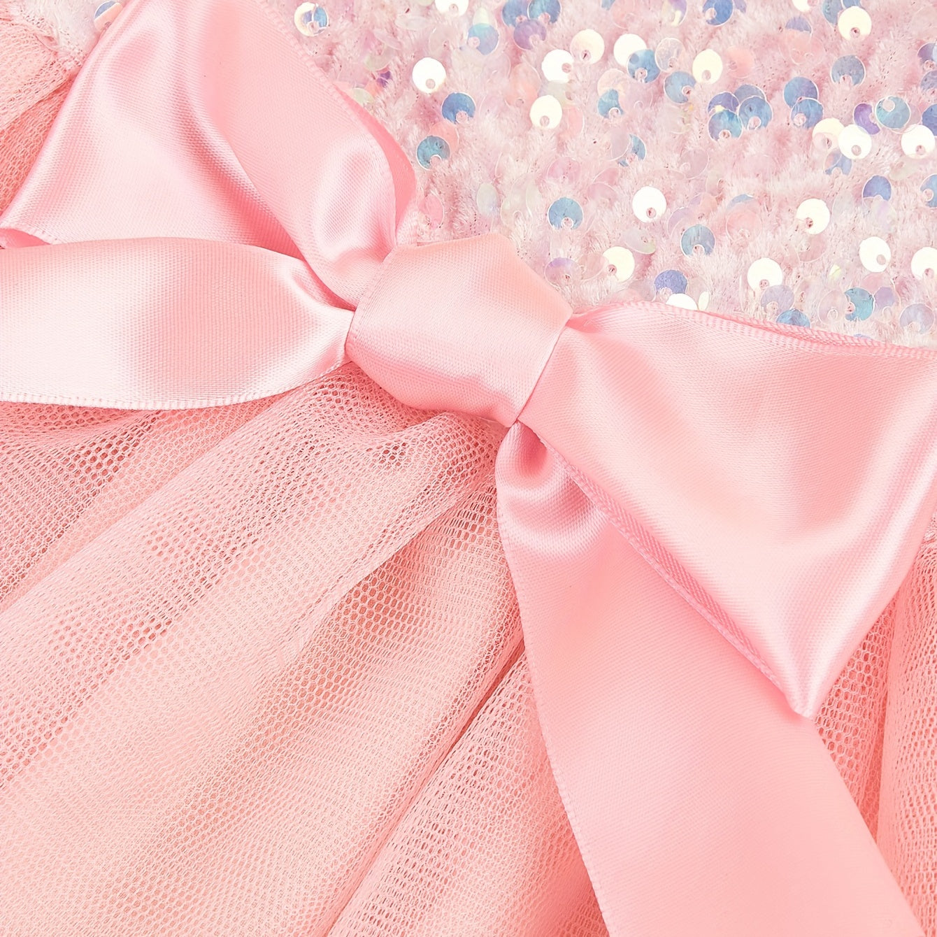Sparkle and Shine: 1pc Pet Sleeveless Sequin Bow Mesh Dress for Your Furry Friend's Special Occasion!